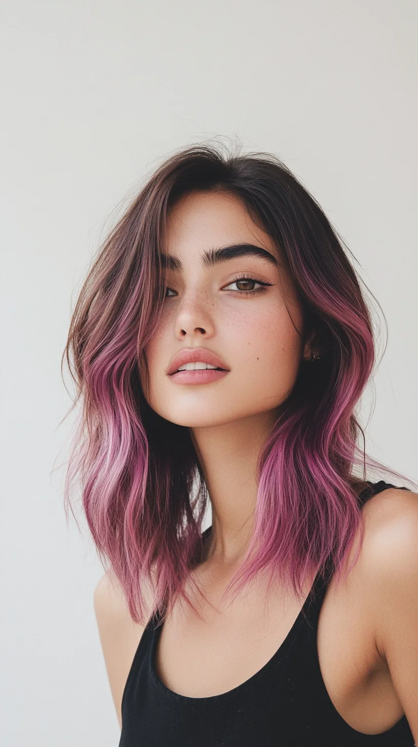 Chic and Playful: The Trendy Lob with Pink Ombre Fade