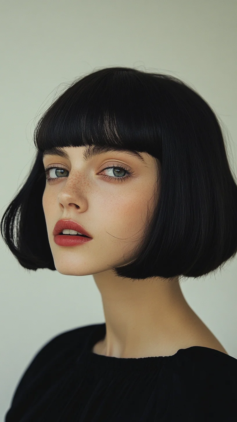 Chic and Sassy: The Modern Blunt Bob with Flirty Bangs