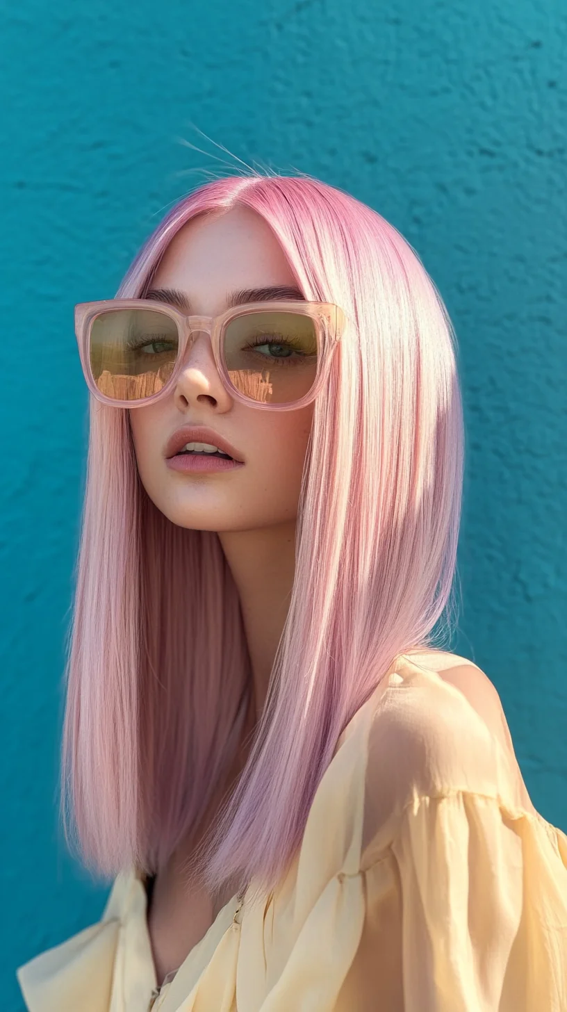 Chic and Sleek Blunt Cut with Playful Pastel Pink