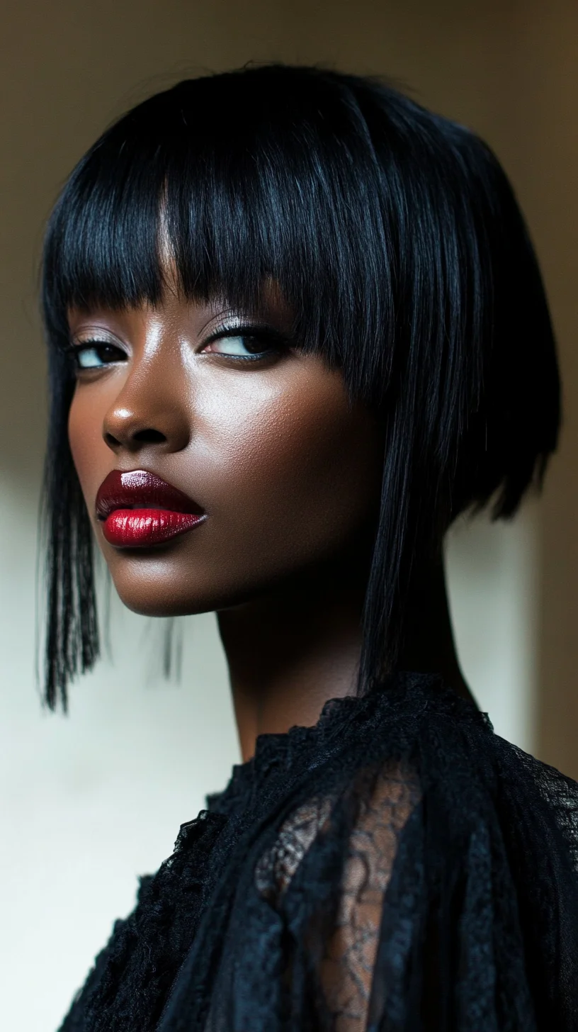 Chic and Sleek: The Modern Blunt Bob with Bold Fringe