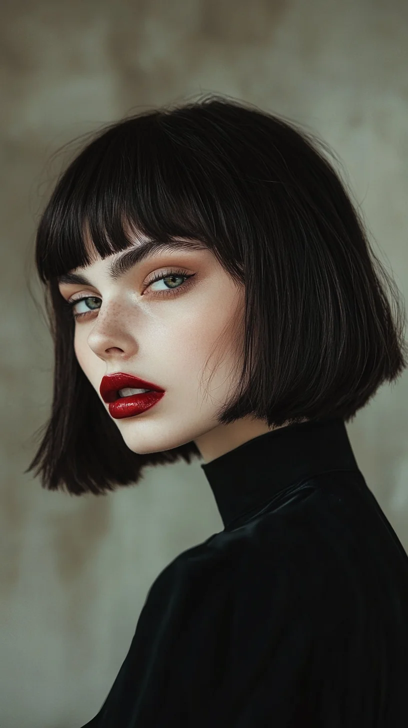 Chic and Sleek: The Timeless Bob with Bold Bangs