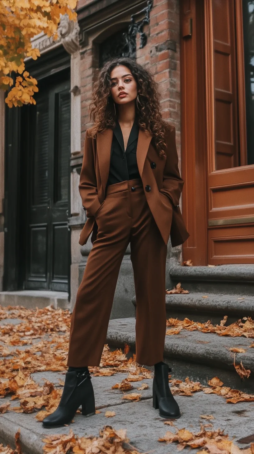 Chic Autumn Vibes: Elevate Your Style with a Brown Suit and Statement Boots