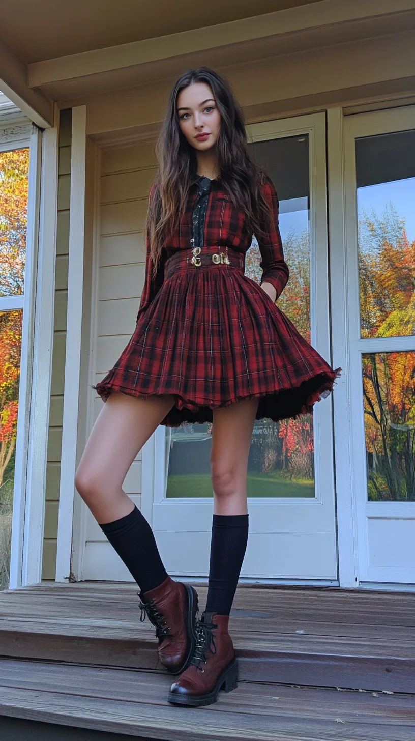 Chic & Edgy: The Ultimate Plaid Dress with Playful Accents