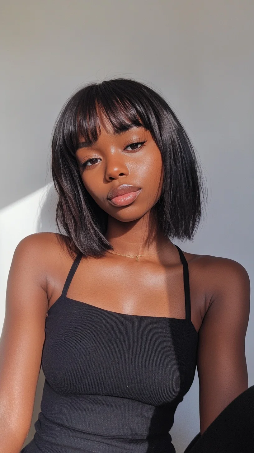 Chic & Effortless: The Modern Blunt Bob with Fringe