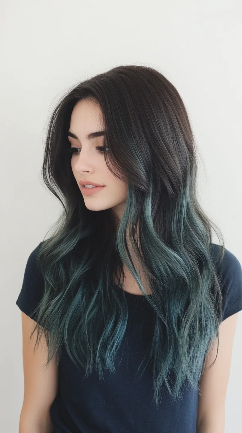 Chic Ocean Waves: The Perfect Blend of Dark and Teal Tresses