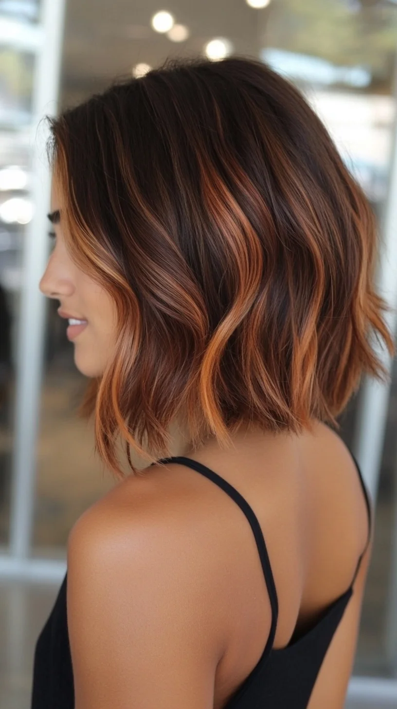 Chic Waves: The Effortlessly Stylish Bob with Warm Highlights