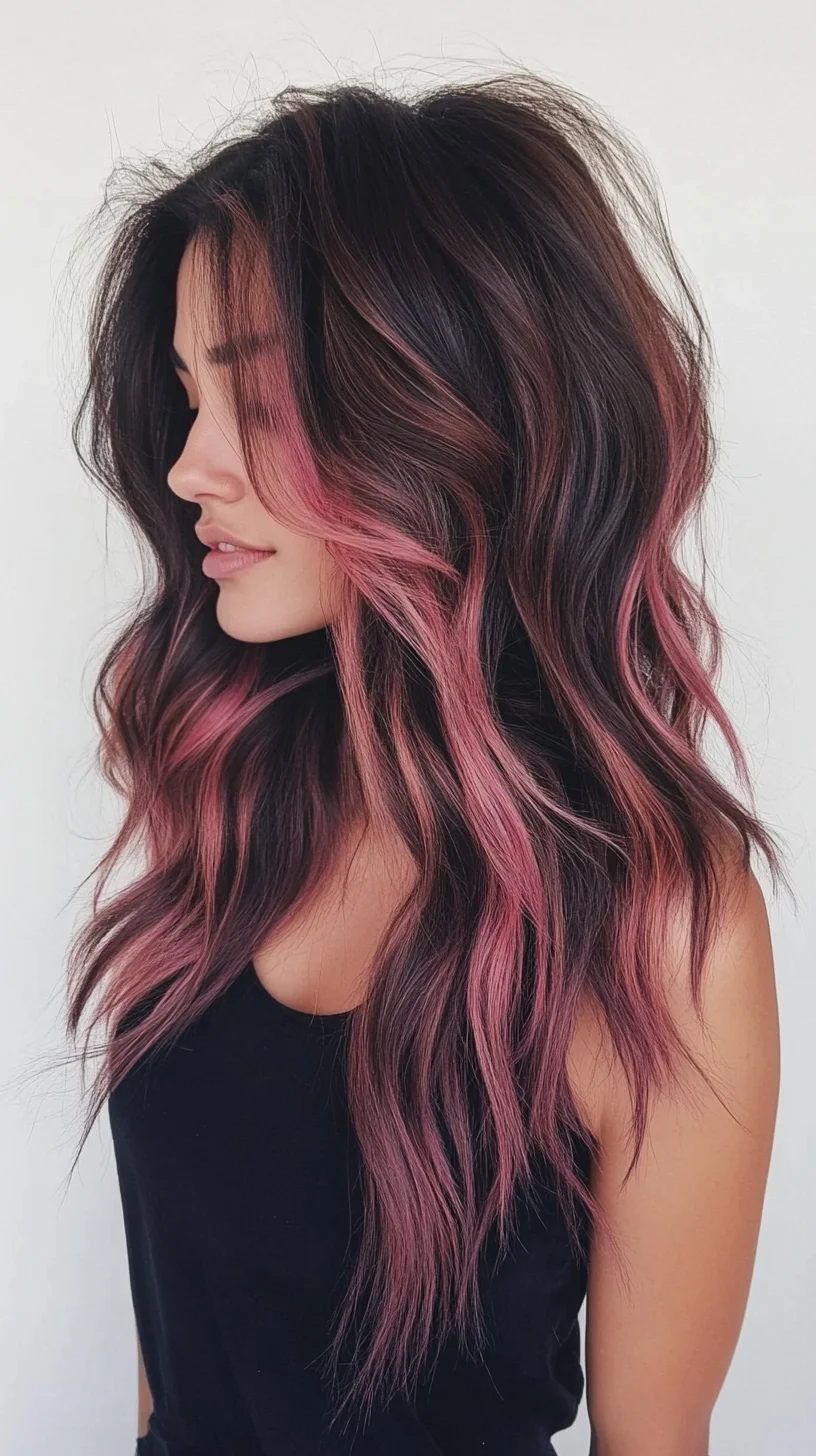 Chic Waves with Bold Pink Highlights for a Fun, Effortless Look