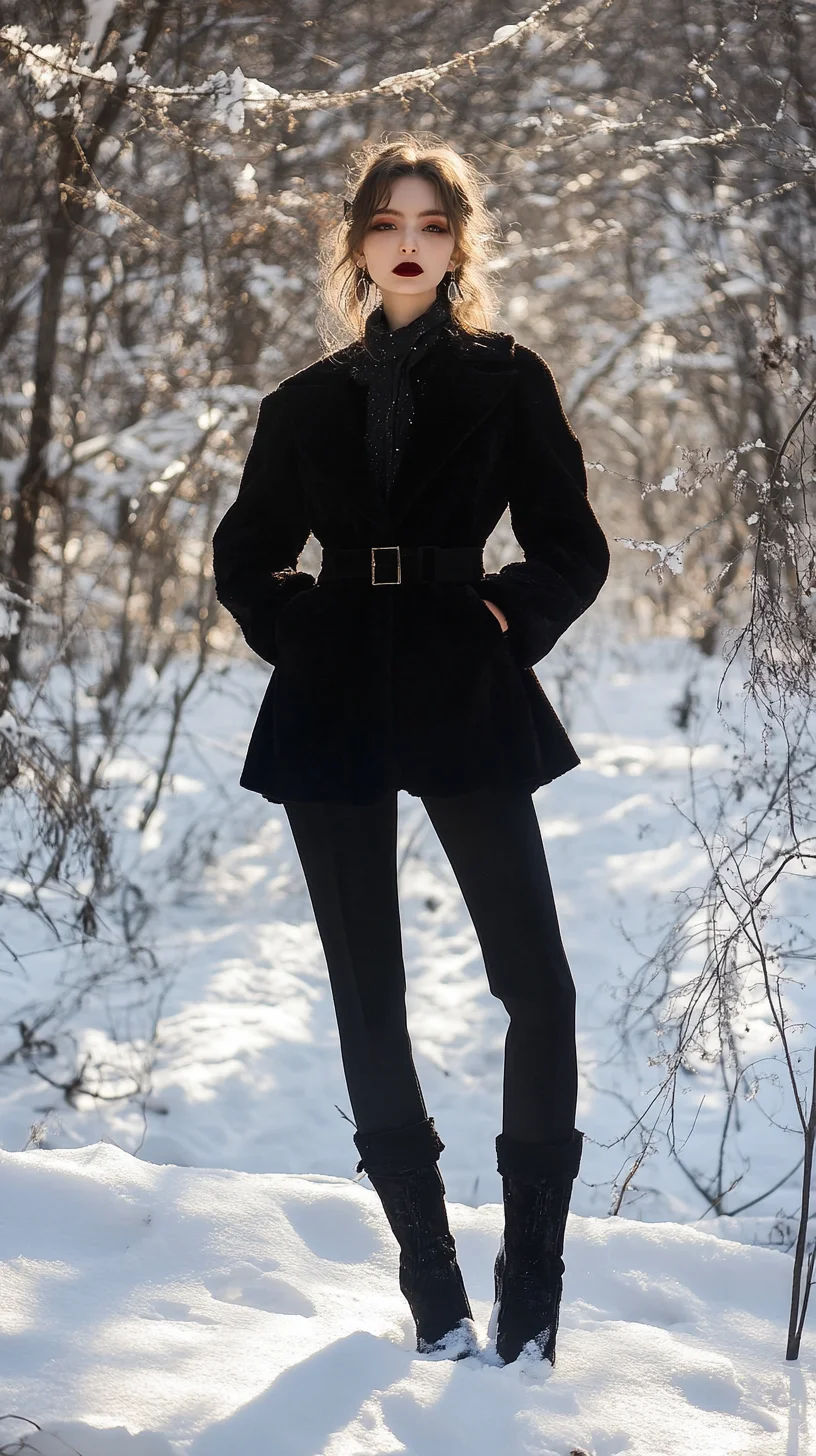 Chic Winter Elegance: Embrace Bold Black with Glamorous Layers