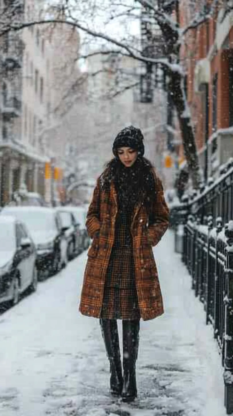 Chic Winter Layering: Embrace Cozy Elegance with a Patterned Overcoat