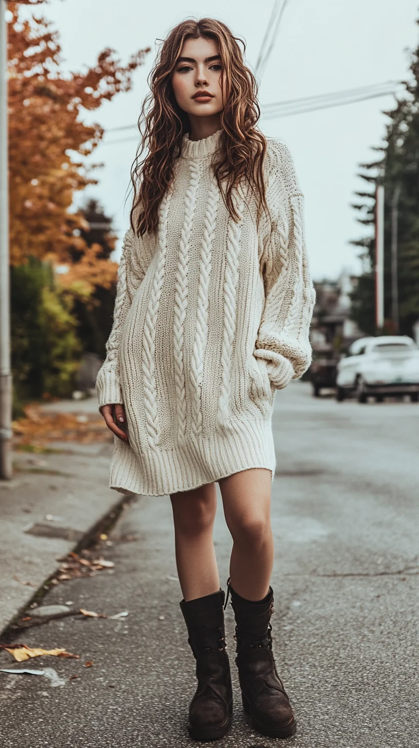 Cozy Chic: Effortless Cable Knit Sweater Dress for Any Fall Adventure