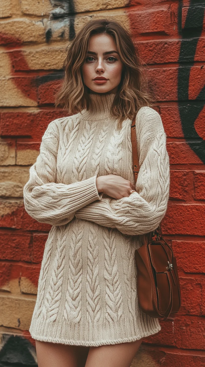 Cozy Chic: Effortlessly Stylish Cable Knit Sweater Dress for Any Occasion