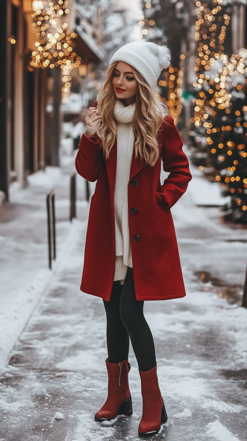 Cozy Chic: Embrace Winter Vibes with a Classic Red Coat and Knit Essentials