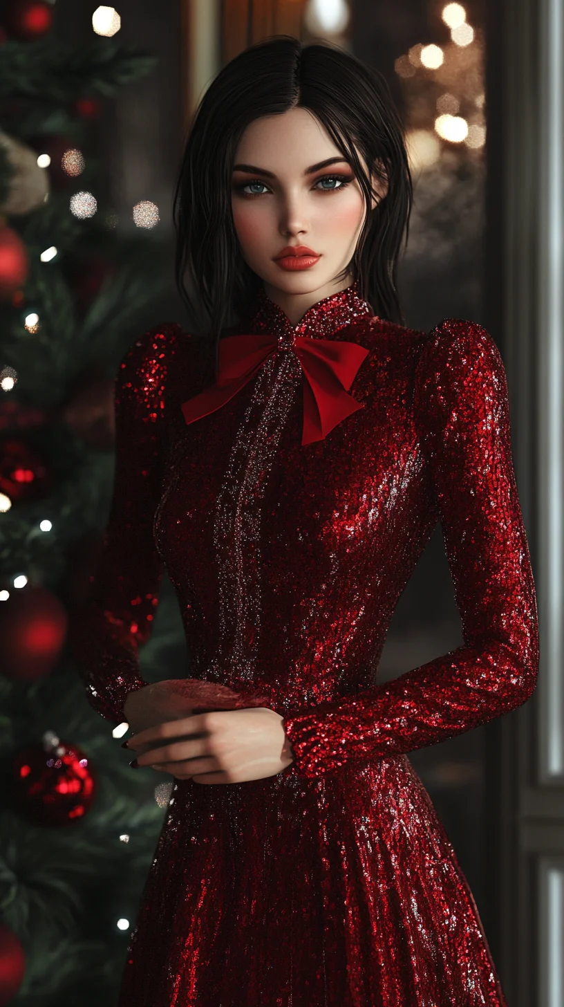 Dazzling Elegance: Embrace Sparkling Glamour with a Festive Red Bow