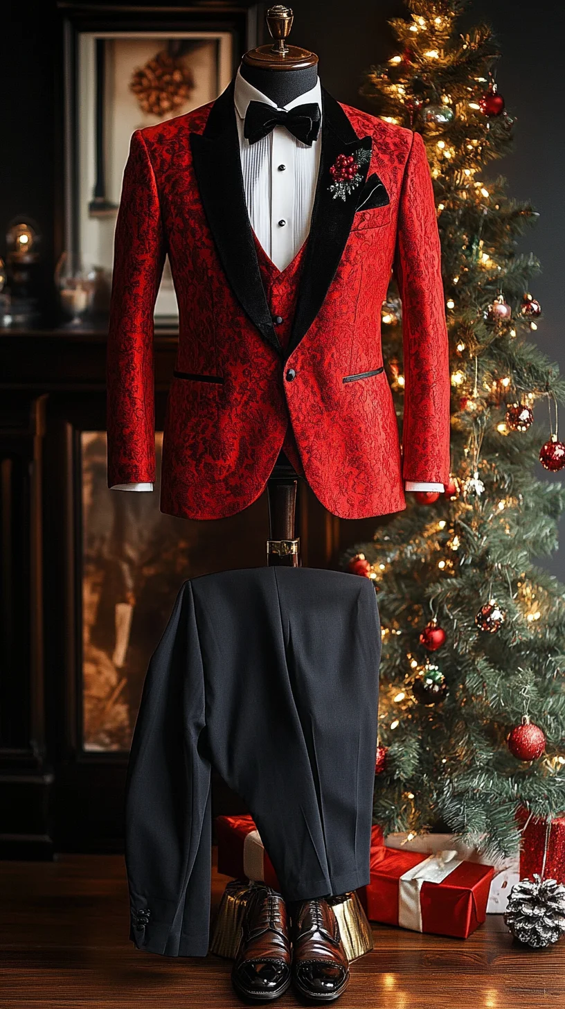 Dazzling Red Velvet Suit: Elevate Your Holiday Glam with Timeless Elegance