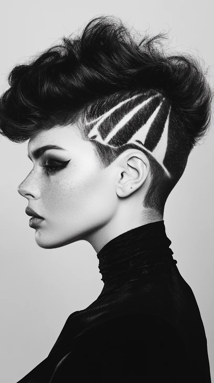 Edgy and Exquisite: The Bold Textured Mohawk with Intricate Designs