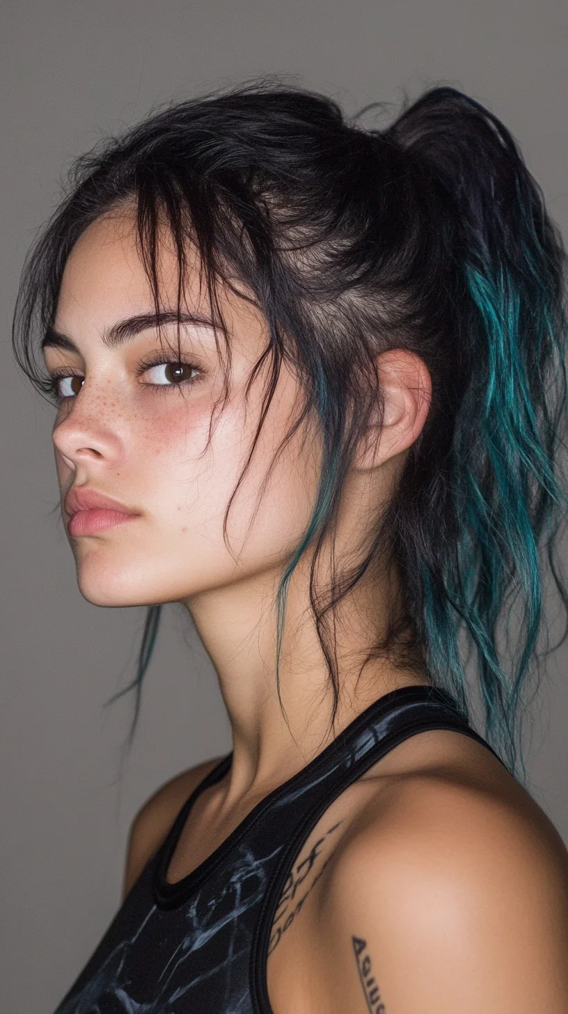 Edgy Elegance: A Playful Ponytail with Vibrant Hues