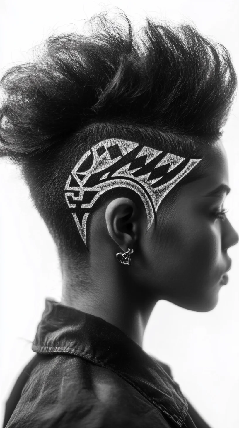 Edgy Mohawk with Intricate Side Art for a Bold Statement