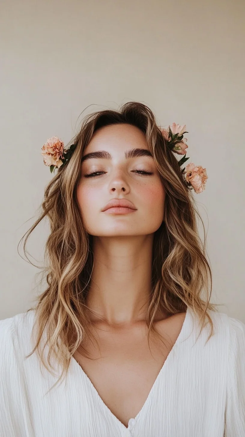 Effortless Boho Waves with Floral Accents for a Romantic Touch