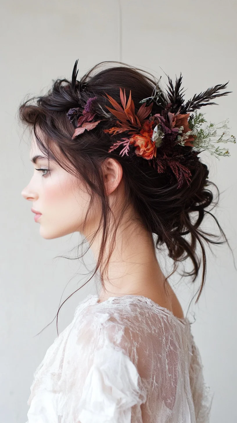 Effortless Elegance: A Romantic, Floral Updo with a Boho Twist