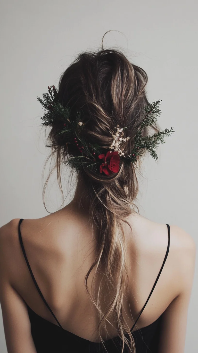 Effortless Elegance: Nature-Infused Boho Updo with Floral Accents