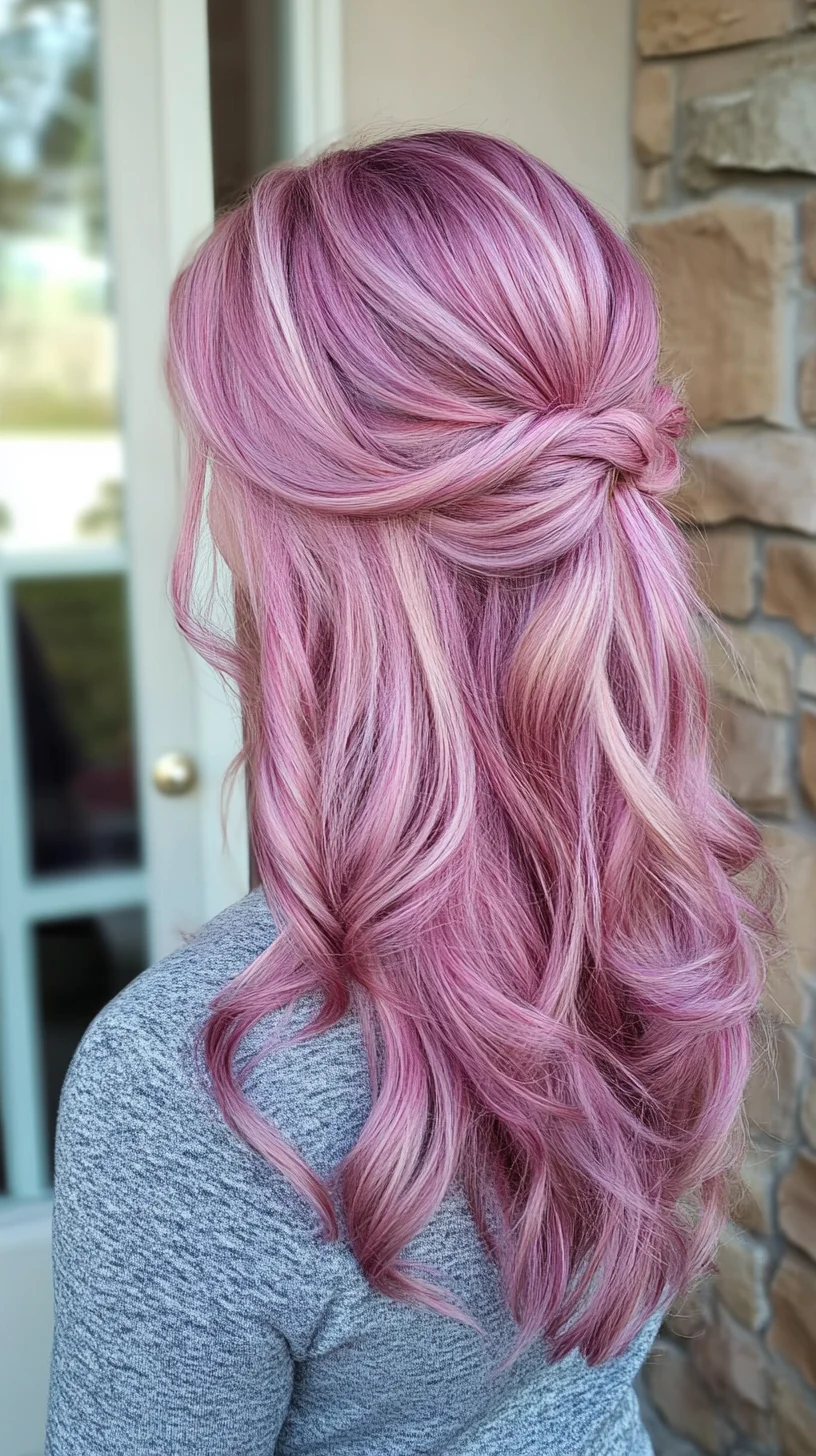 Effortless Elegance: Romantic Pink Waves with a Charming Twist