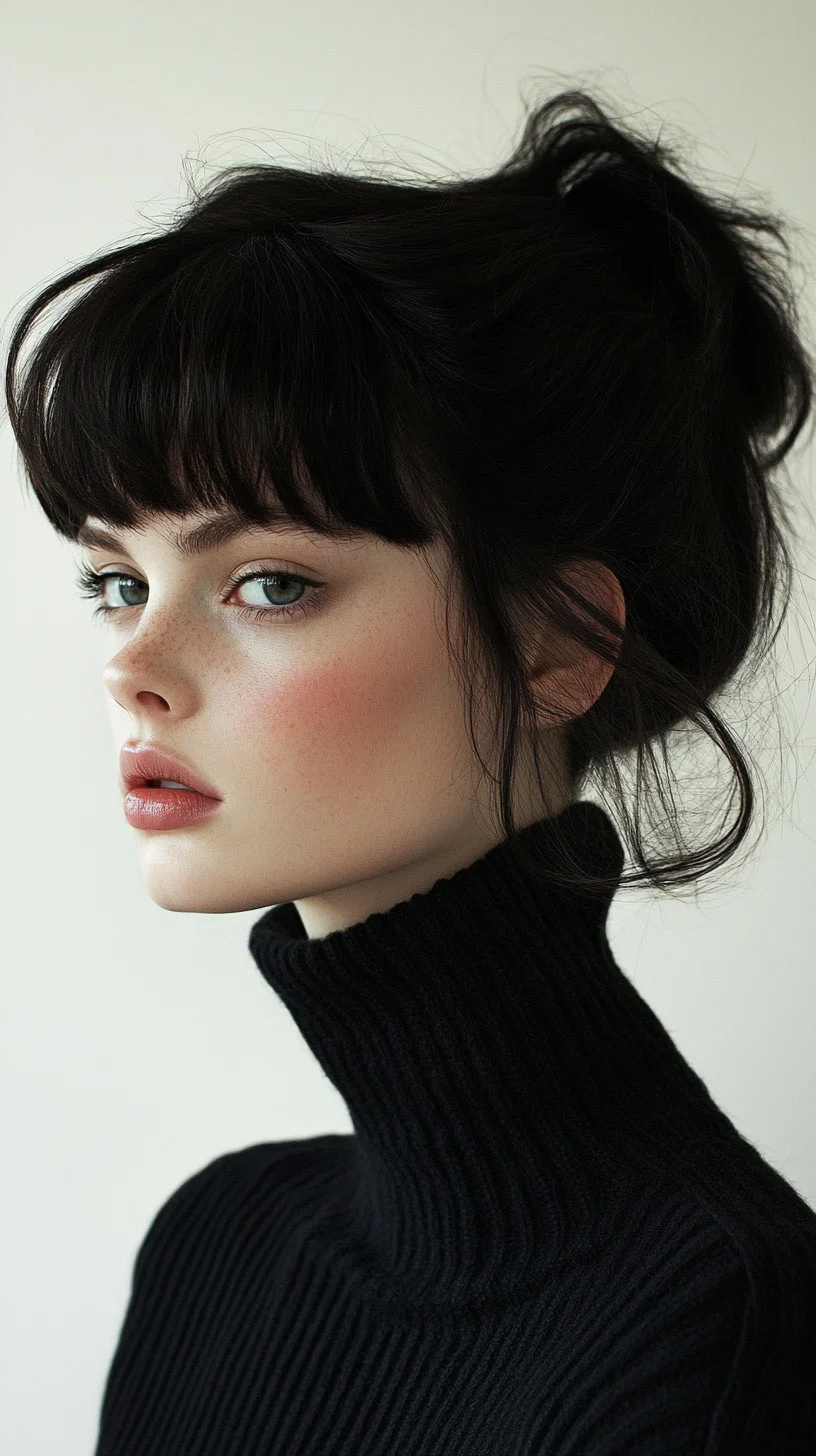 Effortless Elegance: The Chic Messy Bun with Bangs