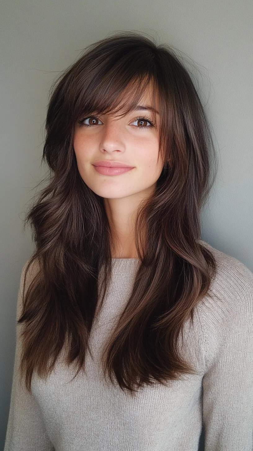 Effortless Elegance: The Flowy Layered Hairstyle with Soft Bangs