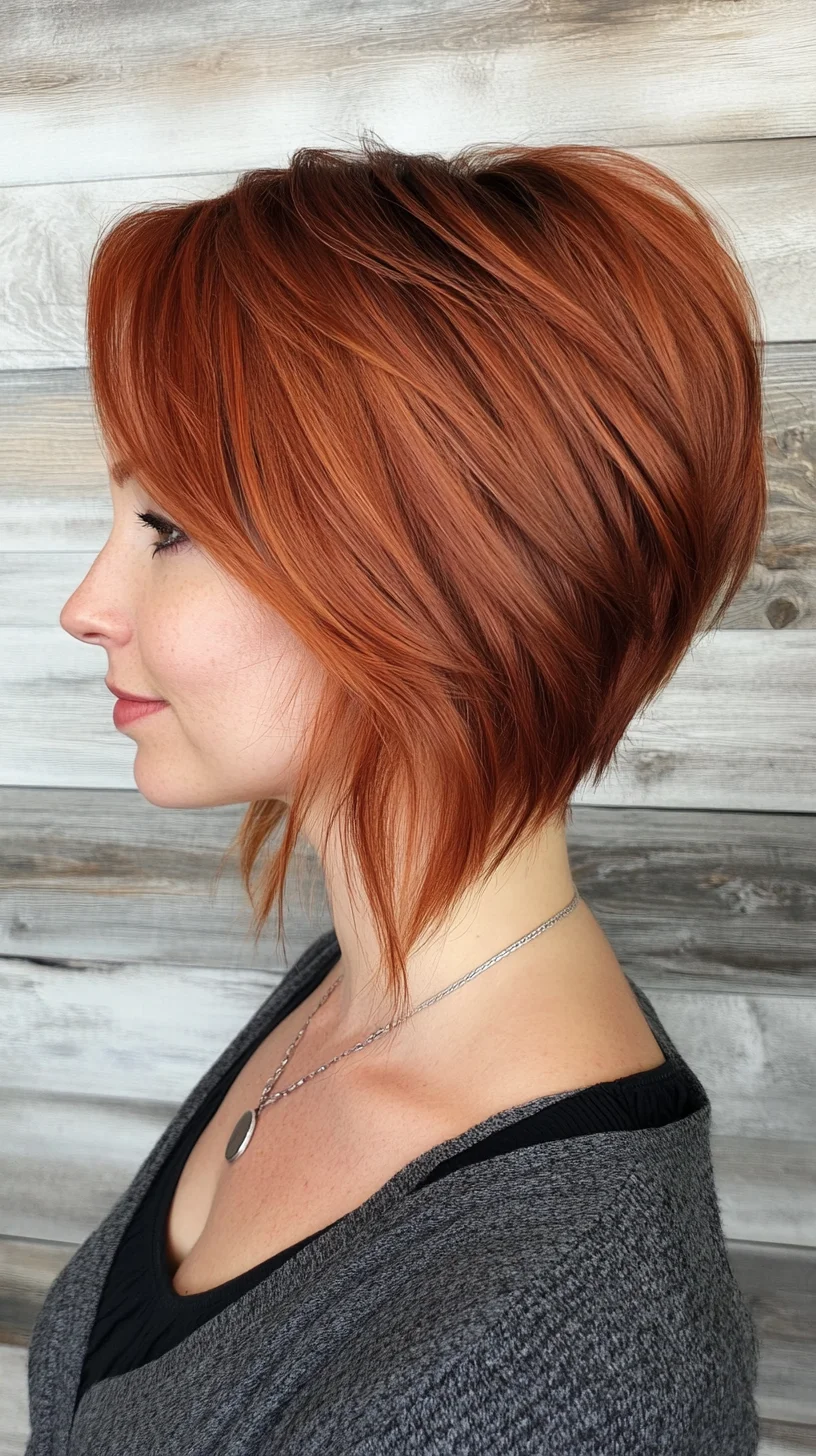 Effortless Elegance: The Modern Textured Bob with Vibrant Copper Highlights