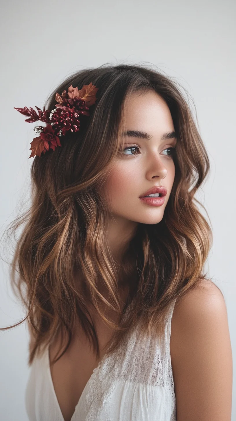 Effortless Romantic Waves with Floral Accents