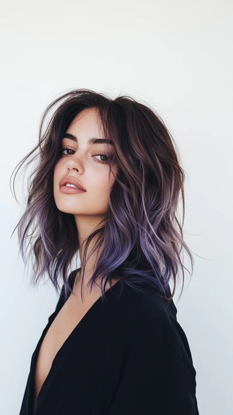 Effortless Waves with a Pop of Purple: The Perfect Modern Lob