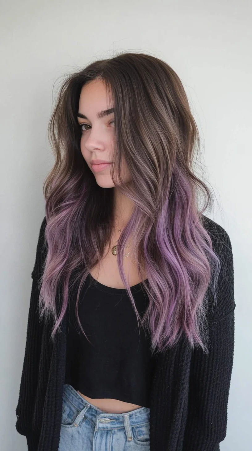 Effortless Waves with a Touch of Lavender: A Chic Balayage Look