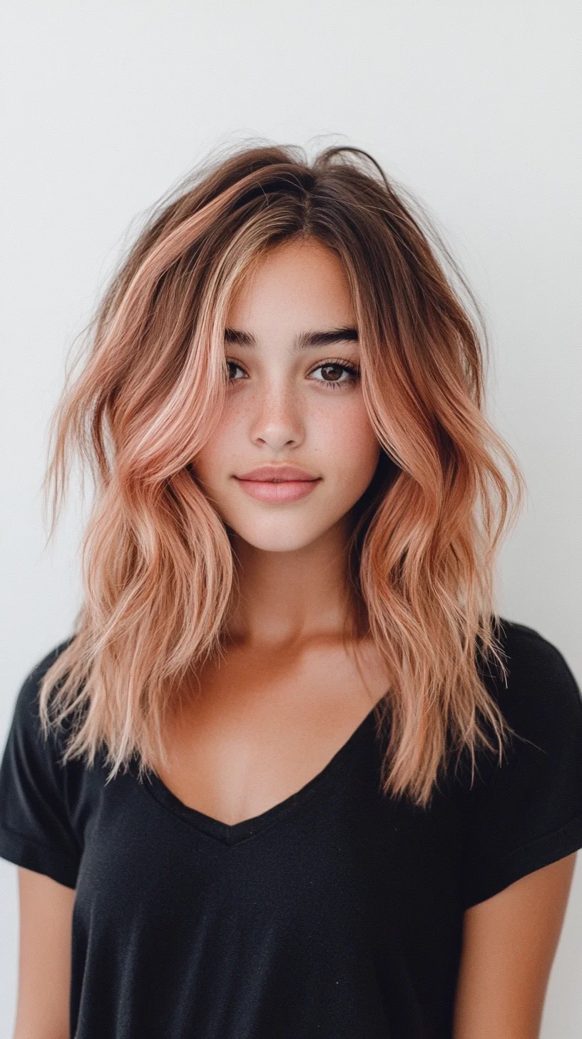 Effortless Waves with a Touch of Rose Gold: The Perfect Balance of Playful and Chic