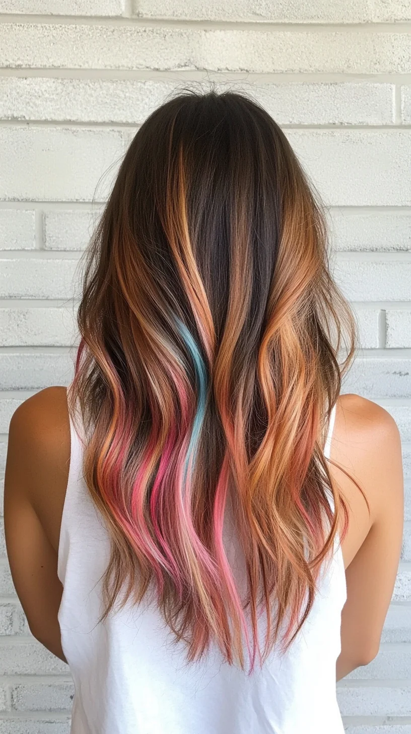 Effortless Waves with Dazzling Color Accents: A Trendy Hair Revival