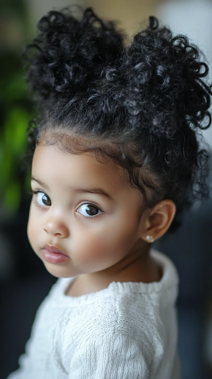 Effortlessly Adorable: Double Puff Hairstyle for Bouncy Curly Locks