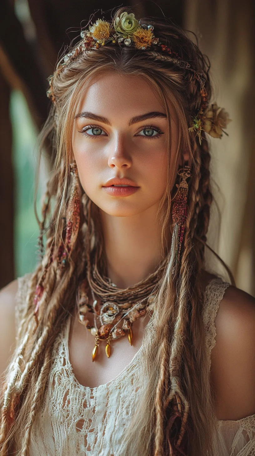 Effortlessly Bohemian: Embrace the Free-Spirited Charm of Braided Locks and Floral Accents