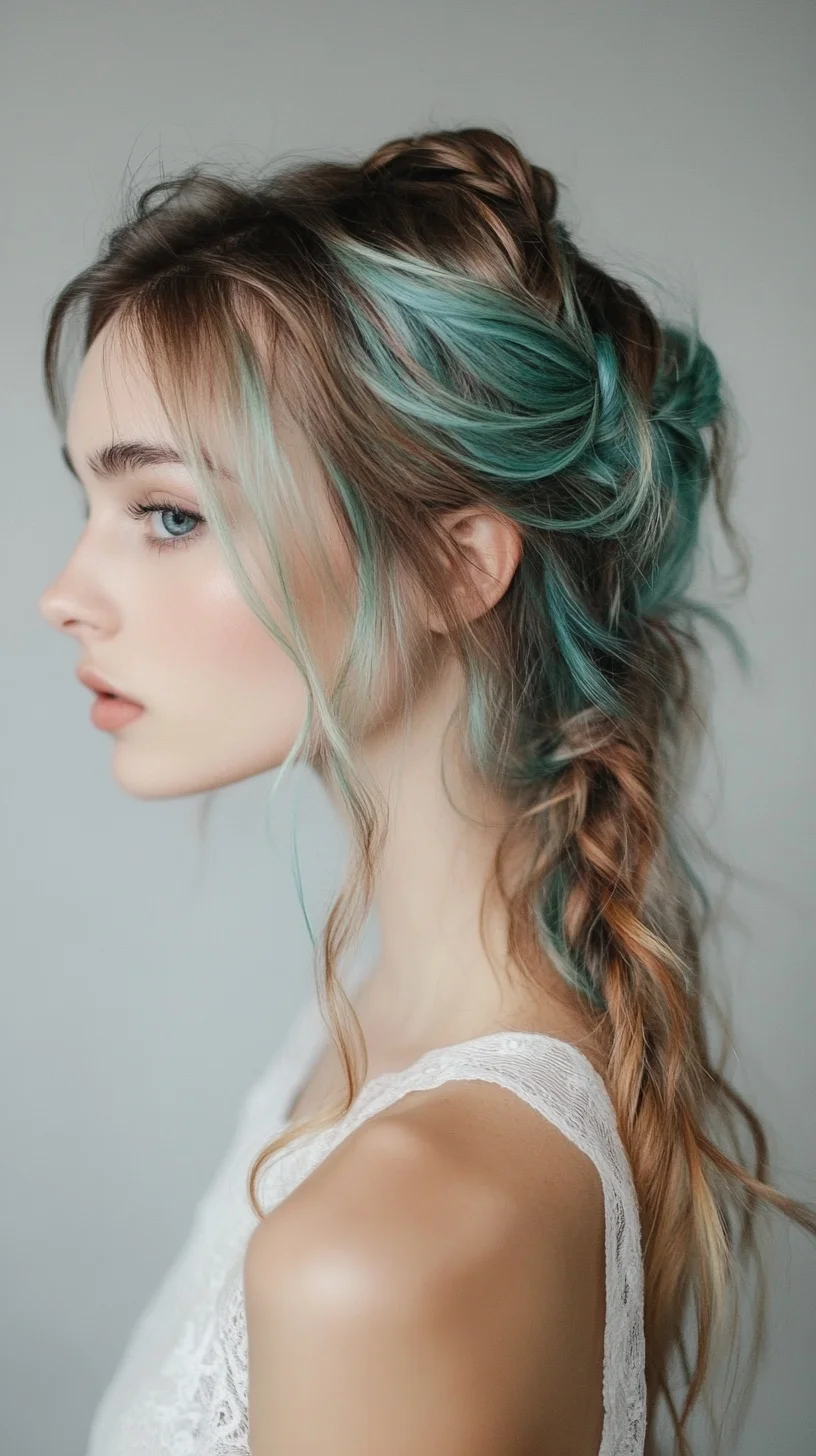 Effortlessly Chic: A Braided Beauty with a Splash of Color