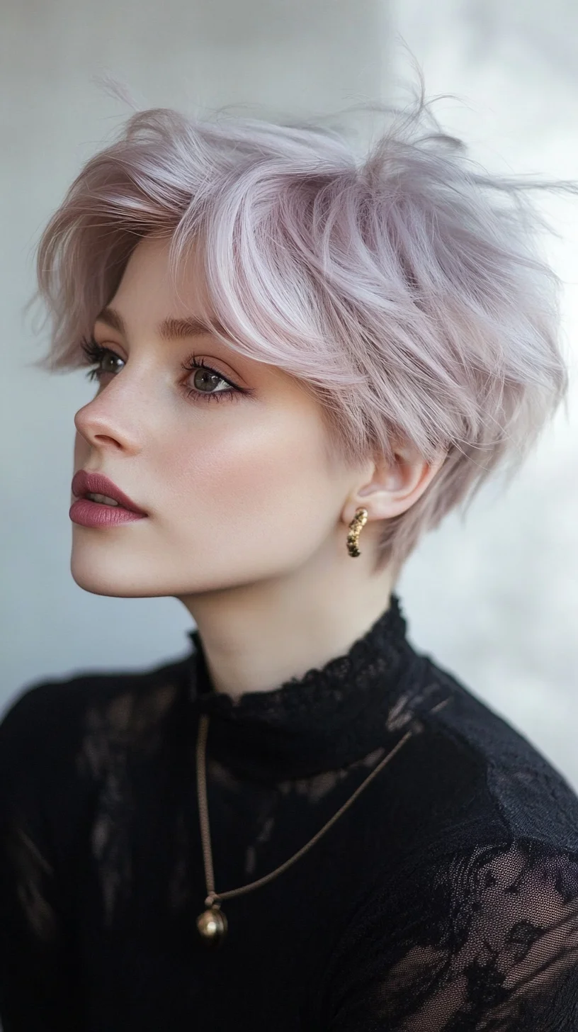 Effortlessly Chic: A Modern Pixie Cut with Soft Lavender Undertones