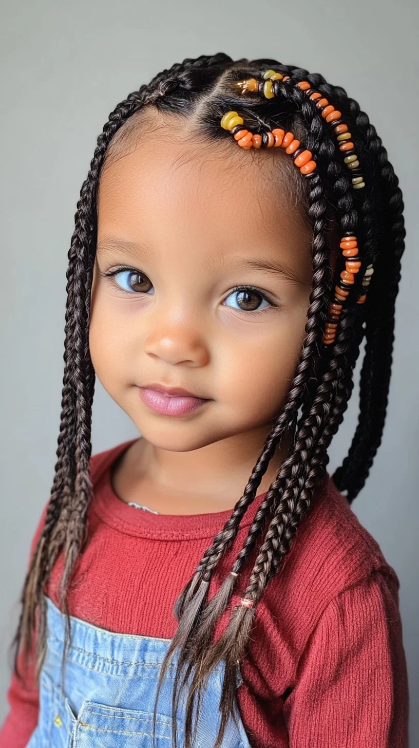 Effortlessly Chic: Adorable Braided Hairstyle with Colorful Beads