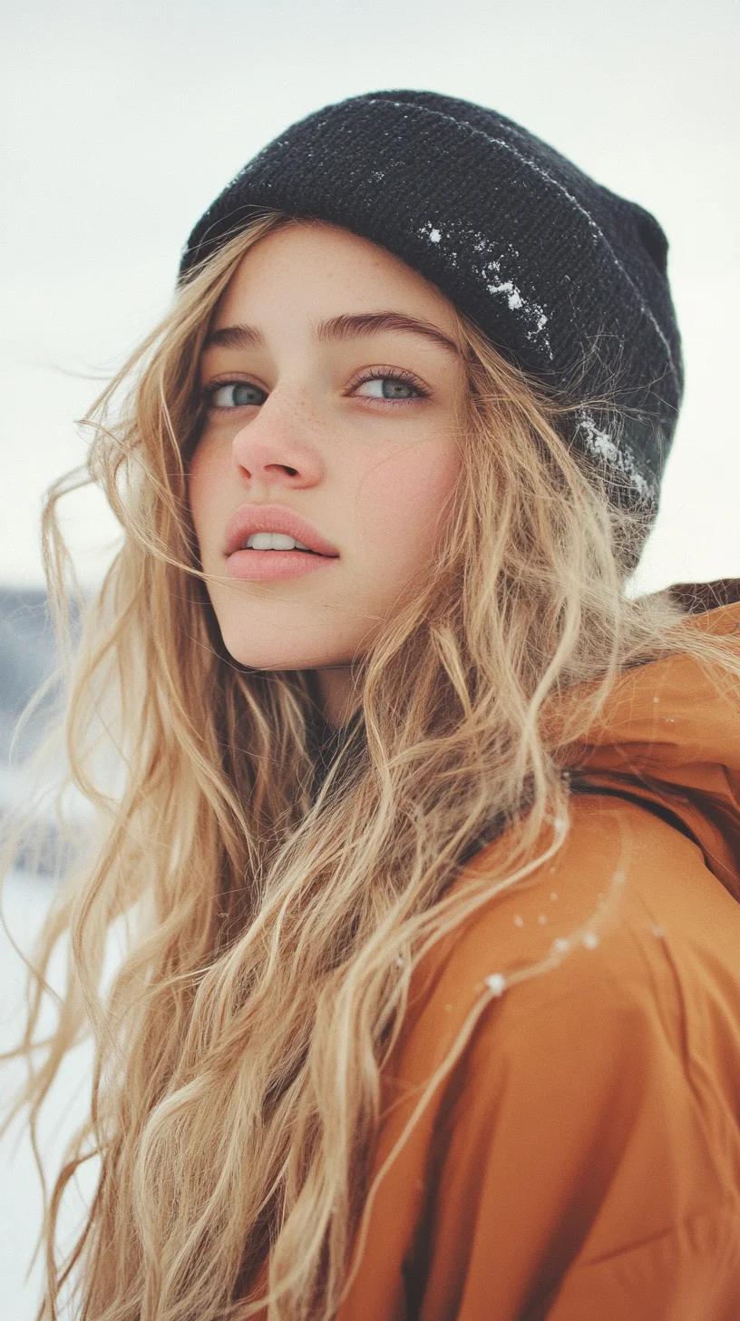 Effortlessly Chic: Beachy Waves Under the Cozy Beanie