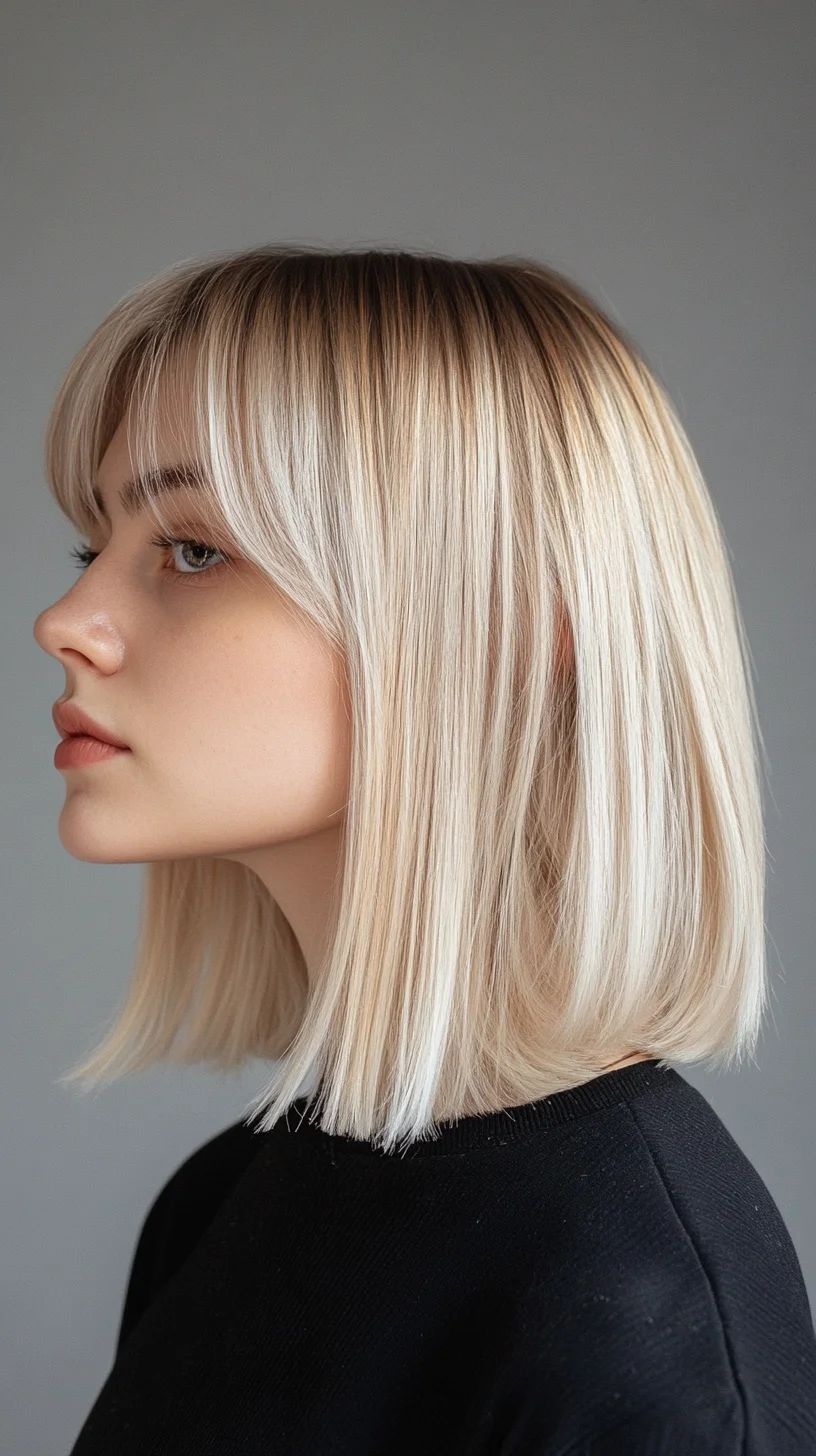 Effortlessly Chic Blunt Bob with Face-Framing Bangs