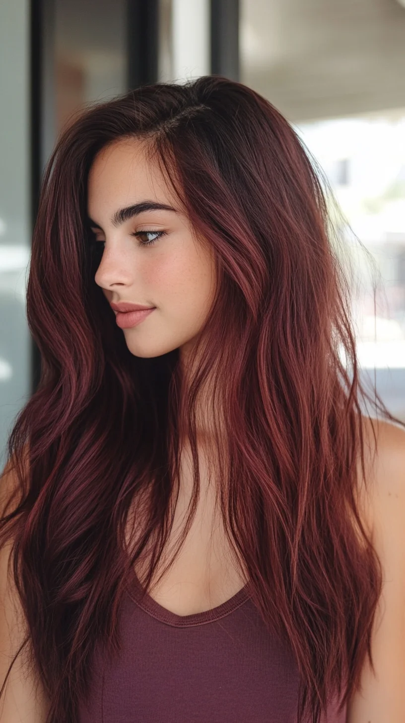 Effortlessly Chic: Bold Burgundy Waves for a Standout Look