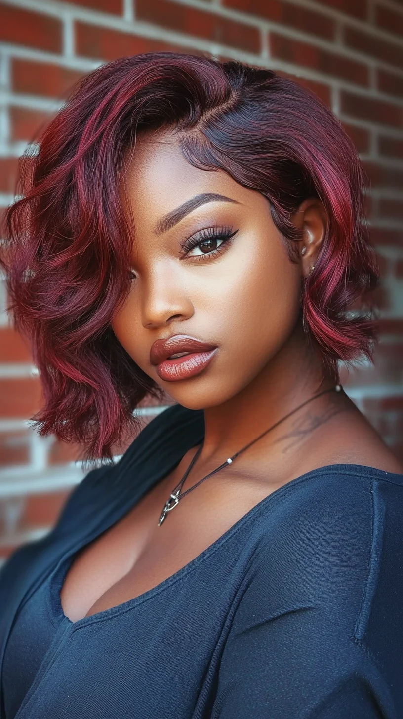 Effortlessly Chic: Bold Red Waves with Textured Layers