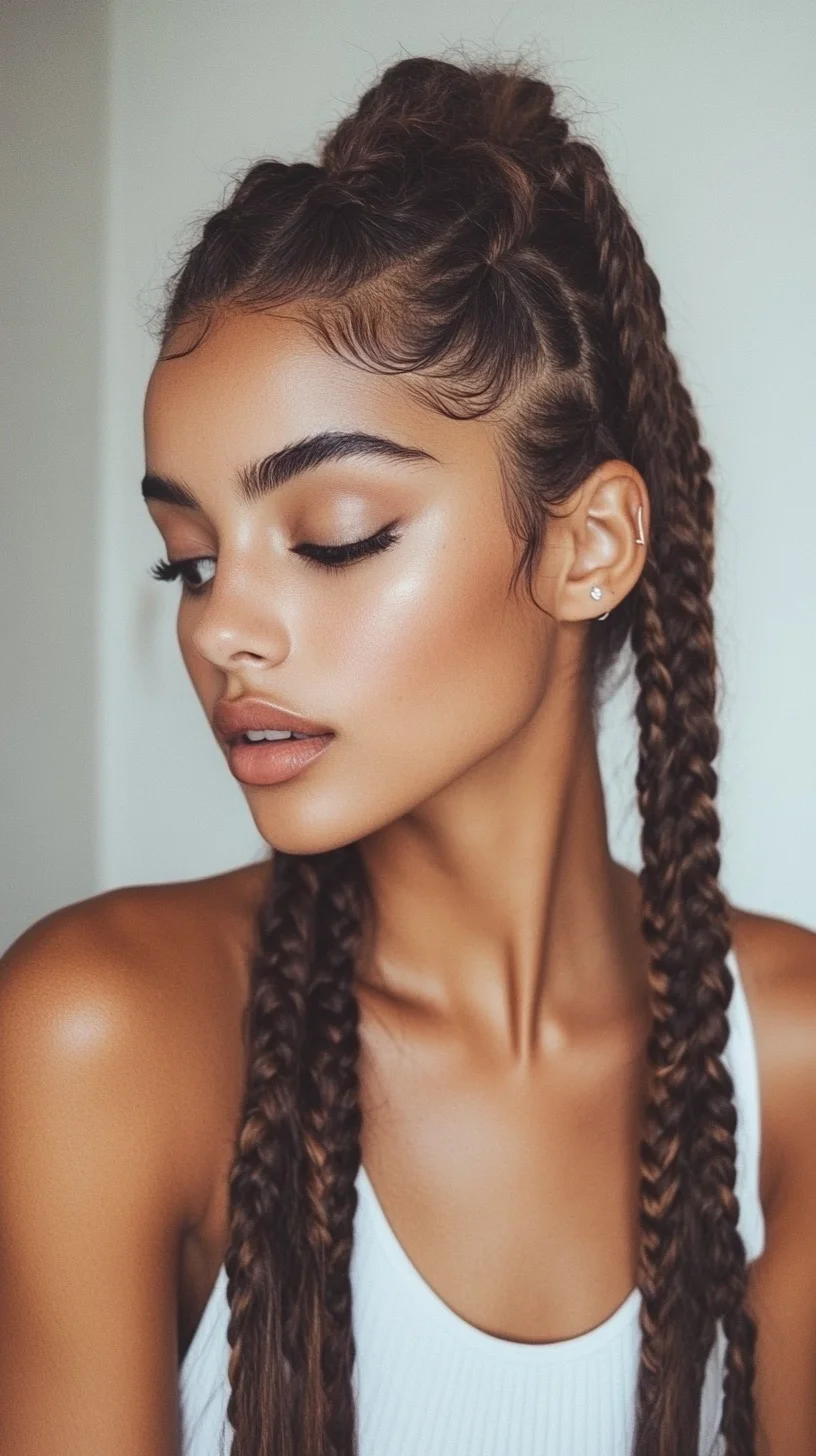 Effortlessly Chic: Braided High Bun with Braids