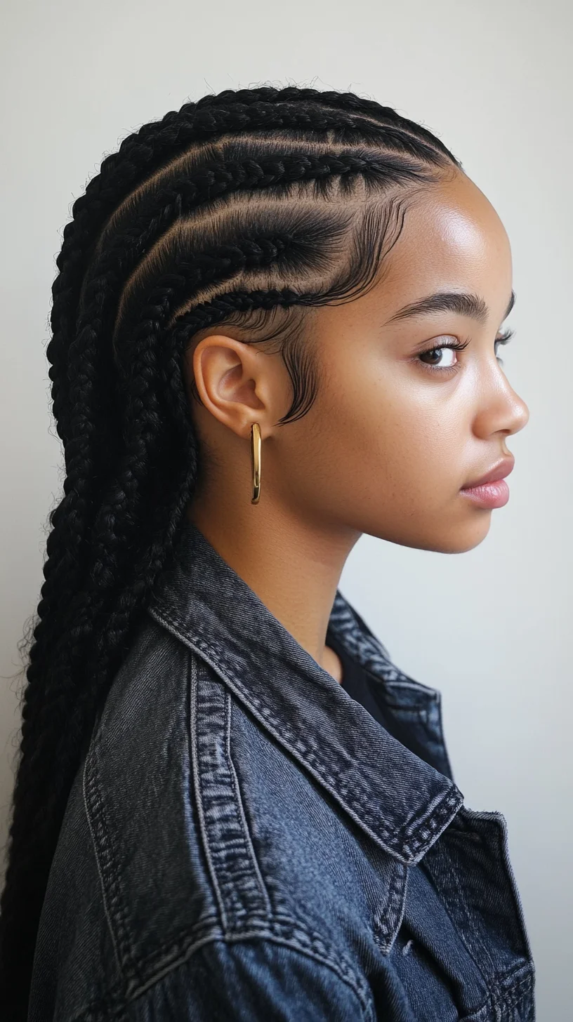 Effortlessly Chic: Braided Ponytail with Intricate Cornrow Detail