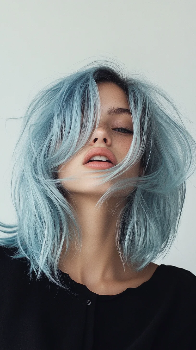 Effortlessly Chic: Embrace the Soft Blue Lob for a Fresh, Playful Look!