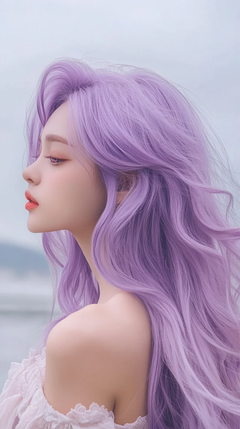 Effortlessly Chic: Embrace the Waves with Bold Lavender Locks