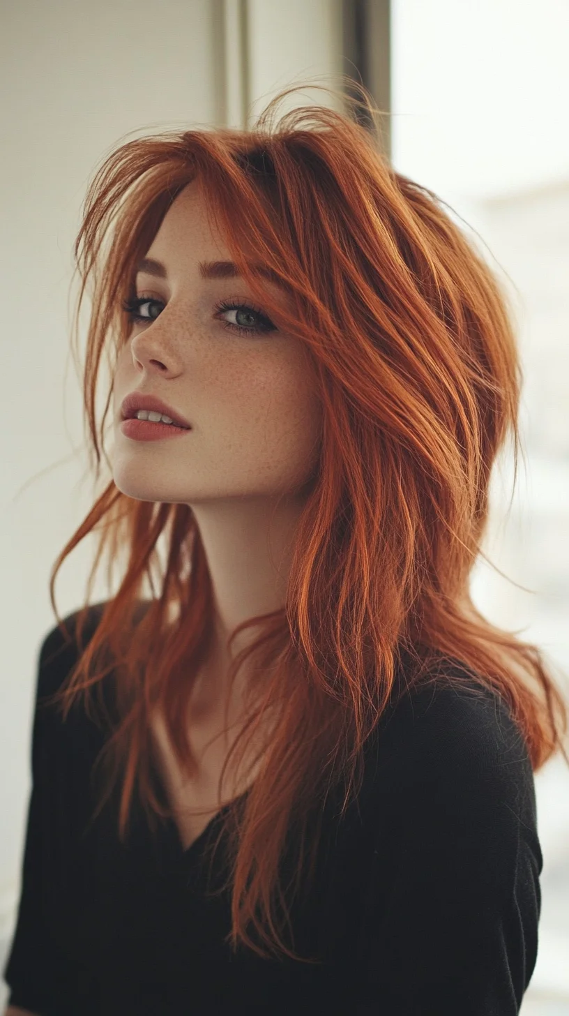 Effortlessly Chic: Embrace the Wild Flair of Tousled Red Waves