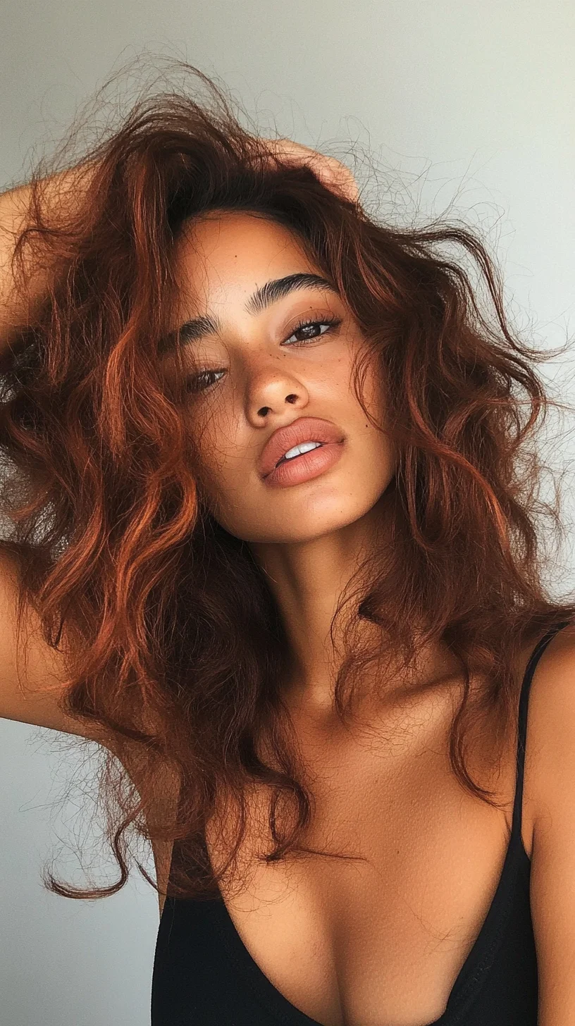 Effortlessly Chic: Embrace Your Natural Waves with a Luscious Cinnamon Mane