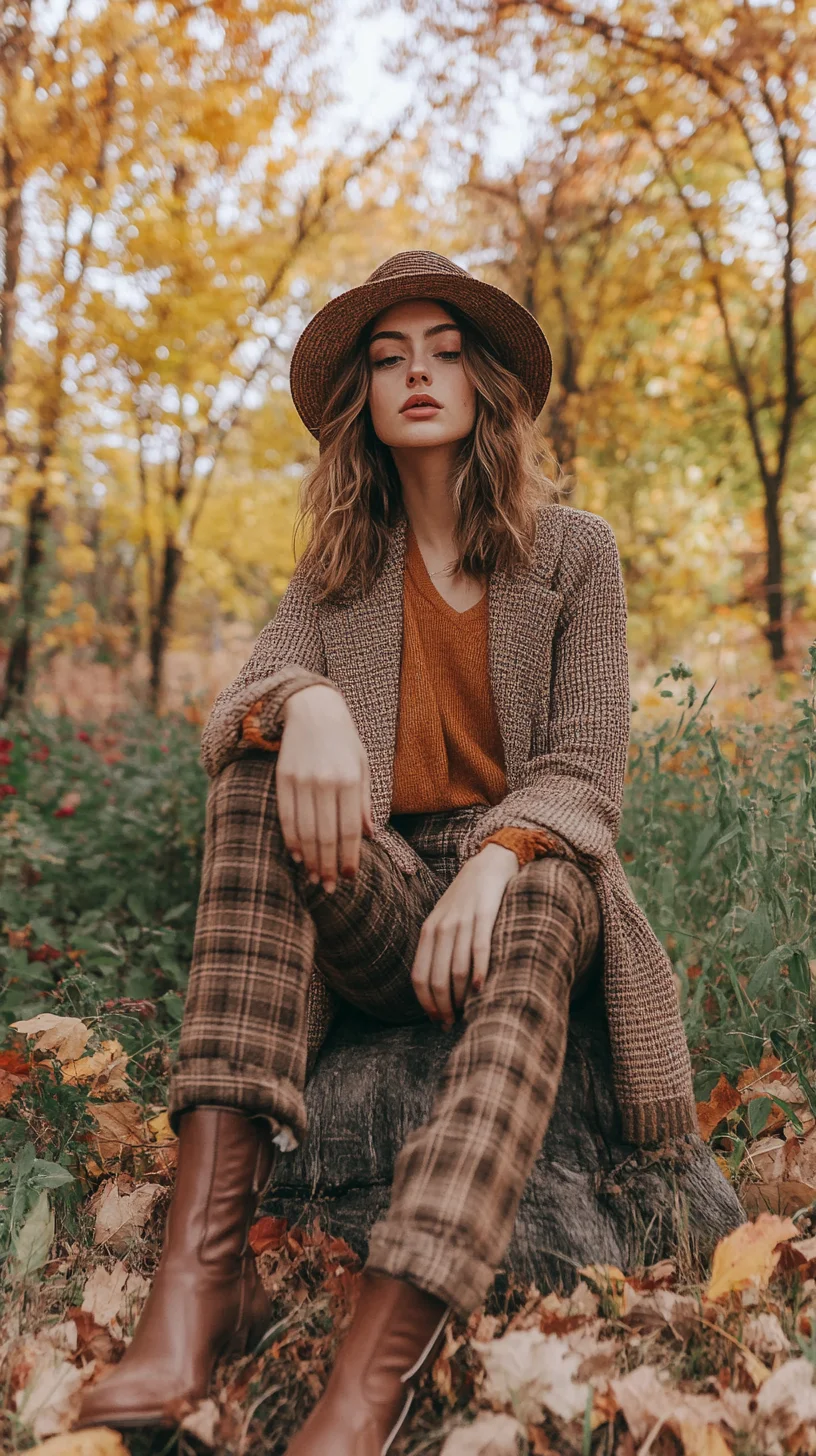 Effortlessly Chic: Fall Layers with Warm Hues and Textured Patterns