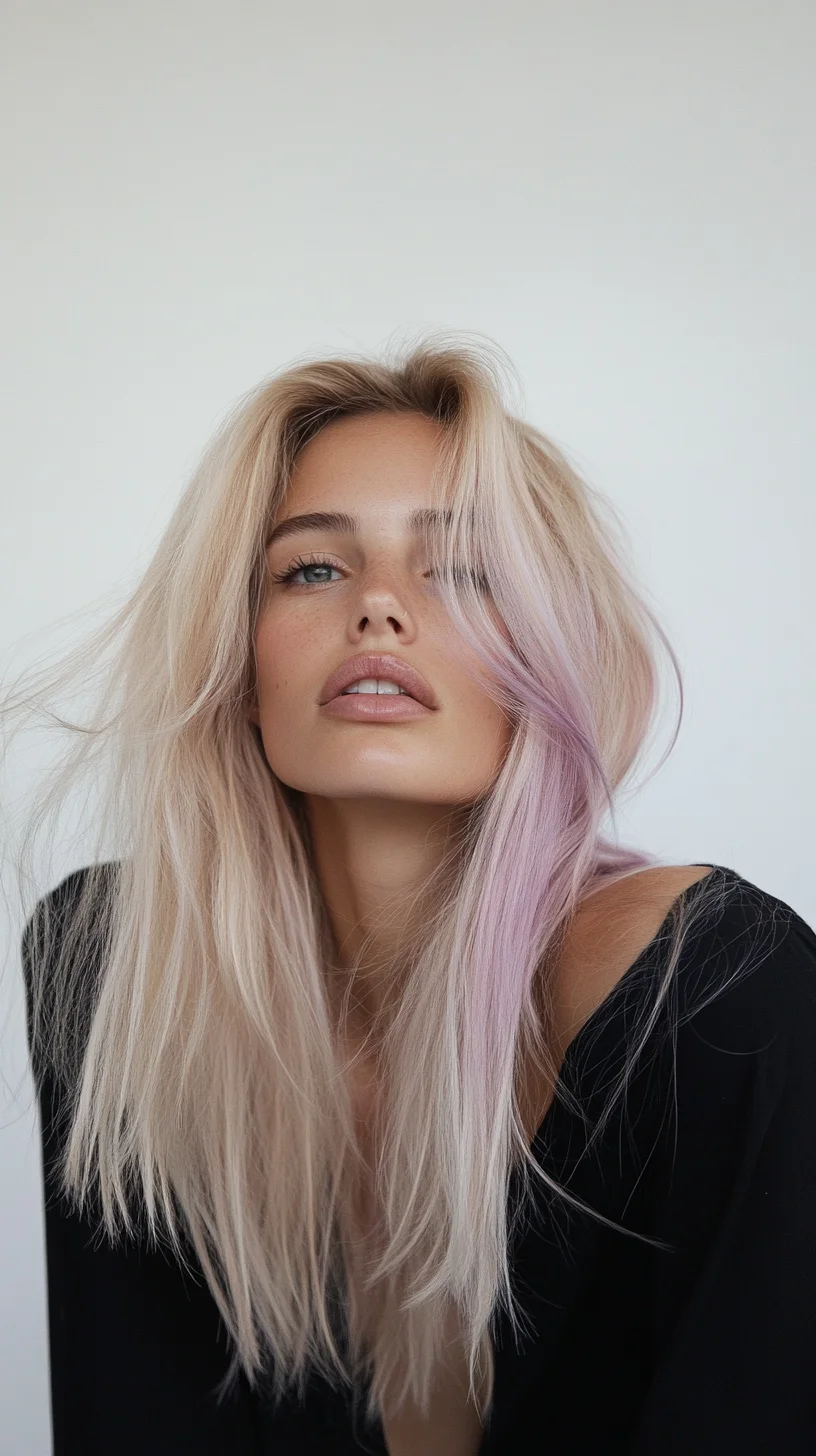 Effortlessly Chic: Gorgeous Layered Waves with a Pop of Pastel